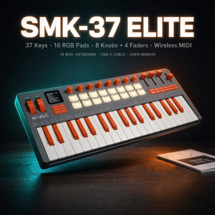 Midi Controller Pad - M-VAVE SMK-37 Elite – bezprzewodowy kontroler